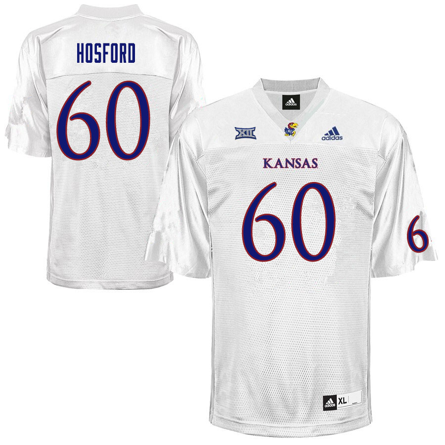 Men #60 Luke Hosford Kansas Jayhawks College Football Jerseys Sale-White - Click Image to Close